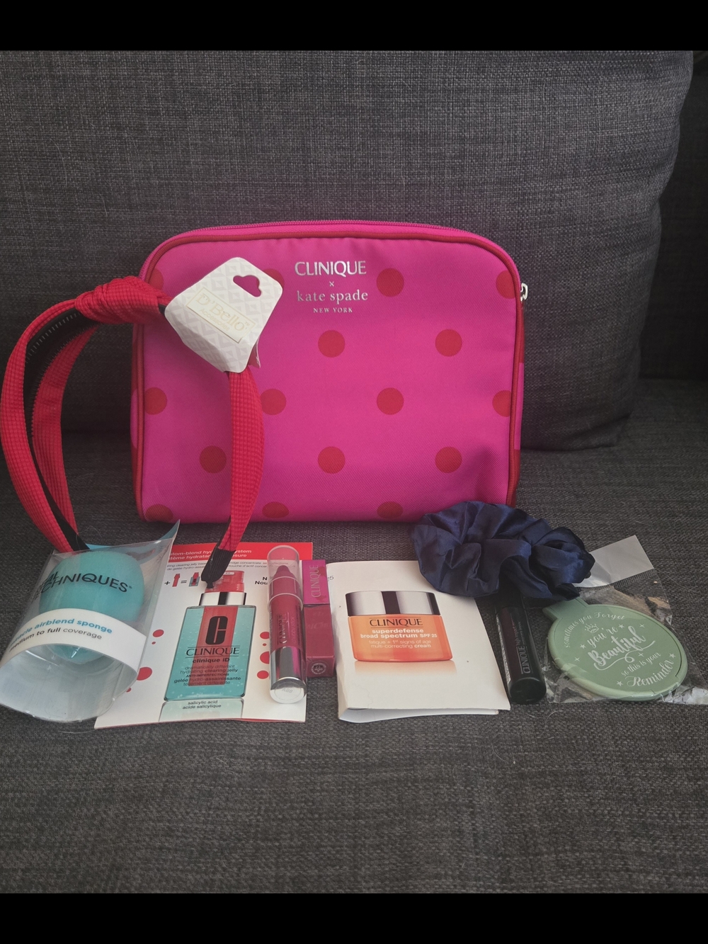 Clinique x kate spade Pink Polka Dot Cosmetic Bag Bundle